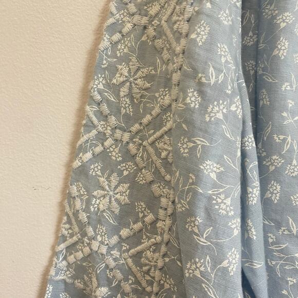 Joie Floral Peasant Blouse Embroidered Linen Cotton Blend Blue & White Sz S - Picture 3 of 8
